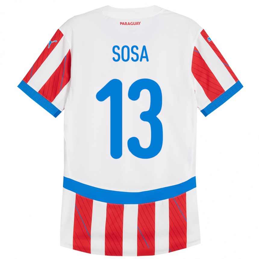 Hombre Fútbol Camiseta Paraguay Alex Sosa #13 Blanco Rojo 1ª Equipación 24-26