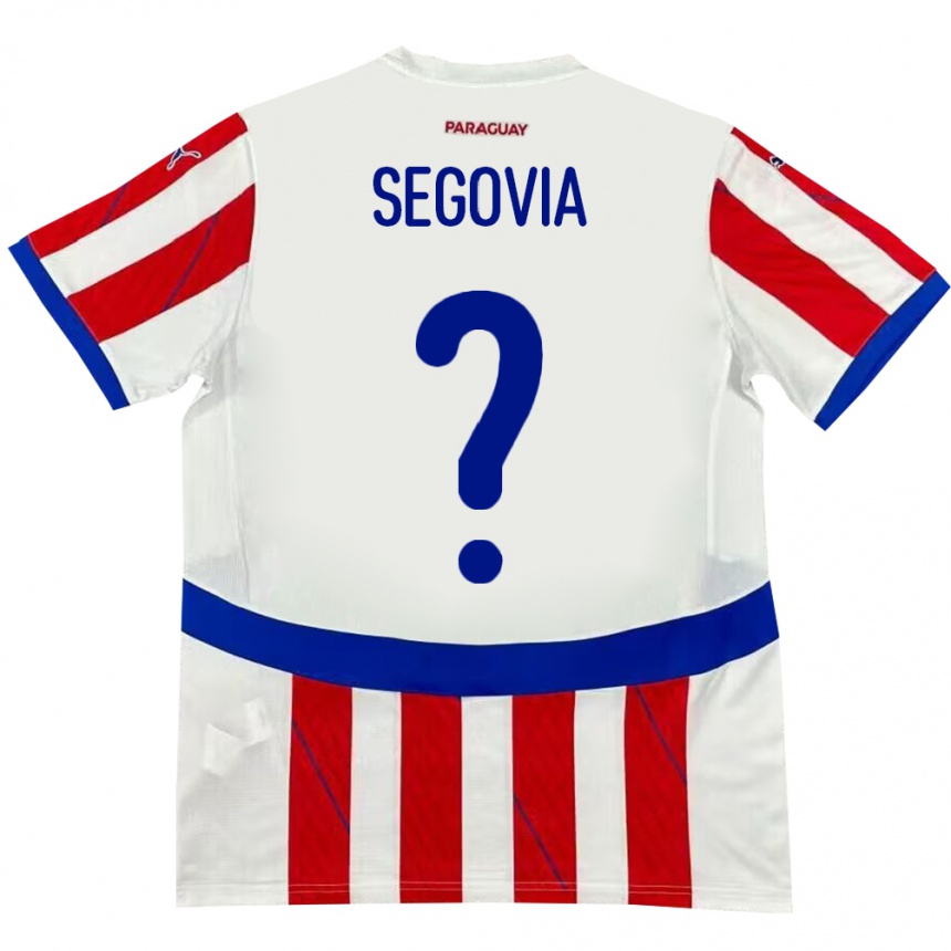 Hombre Fútbol Camiseta Paraguay María Segovia #0 Blanco Rojo 1ª Equipación 24-26