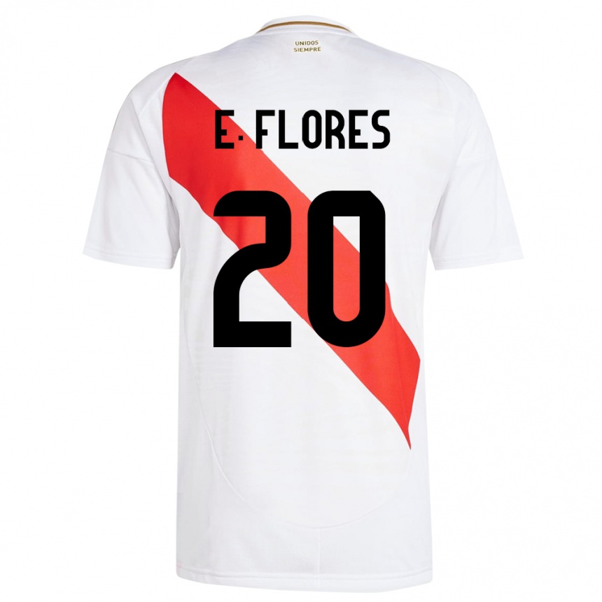 Hombre Fútbol Camiseta Perú Edison Flores #20 Blanco 1ª Equipación 24-26