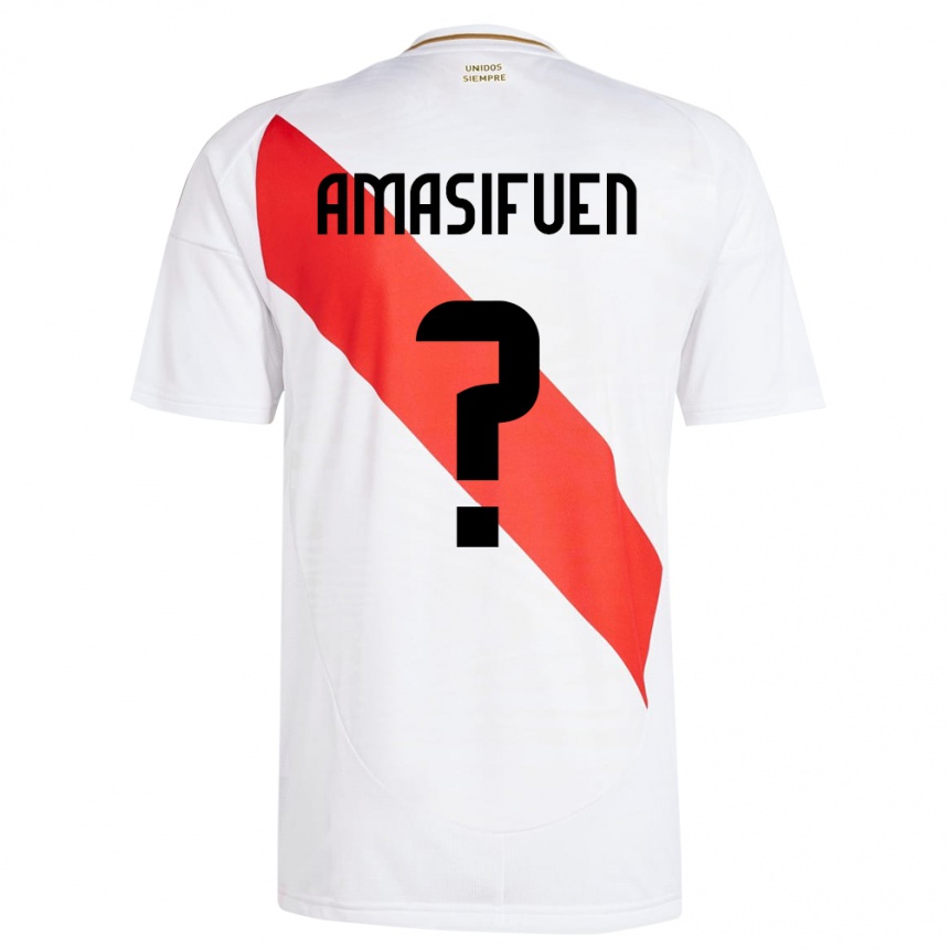 Hombre Fútbol Camiseta Perú Nicolás Amasifuén #0 Blanco 1ª Equipación 24-26