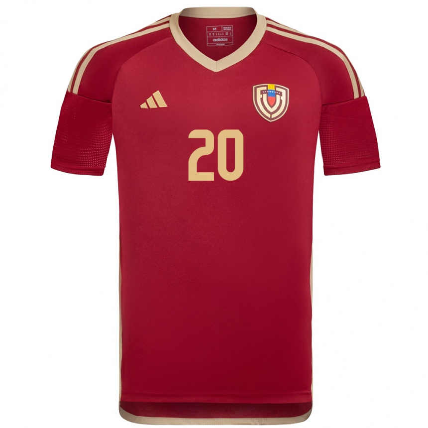 Hombre Fútbol Camiseta Venezuela Wilker Ángel #20 Borgoña 1ª Equipación 24-26