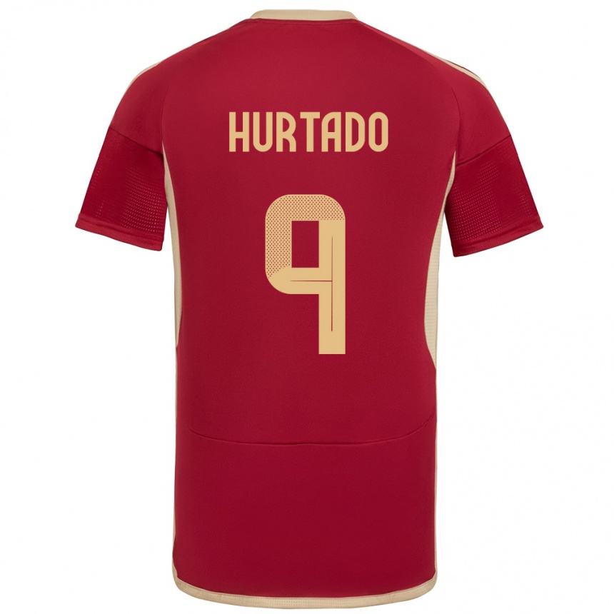 Hombre Fútbol Camiseta Venezuela Jan Hurtado #9 Borgoña 1ª Equipación 24-26