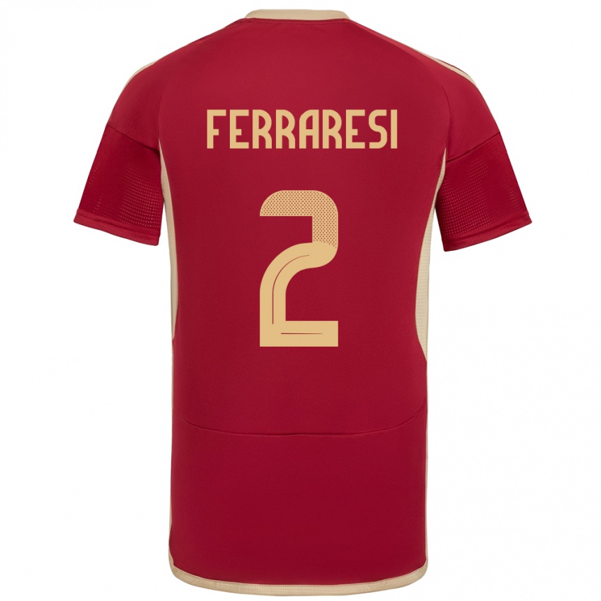 Hombre Fútbol Camiseta Venezuela Nahuel Ferraresi #2 Borgoña 1ª Equipación 24-26