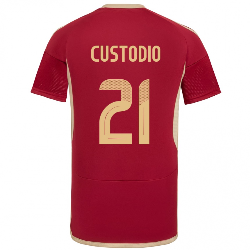 Hombre Fútbol Camiseta Venezuela Alex Custodio #21 Borgoña 1ª Equipación 24-26