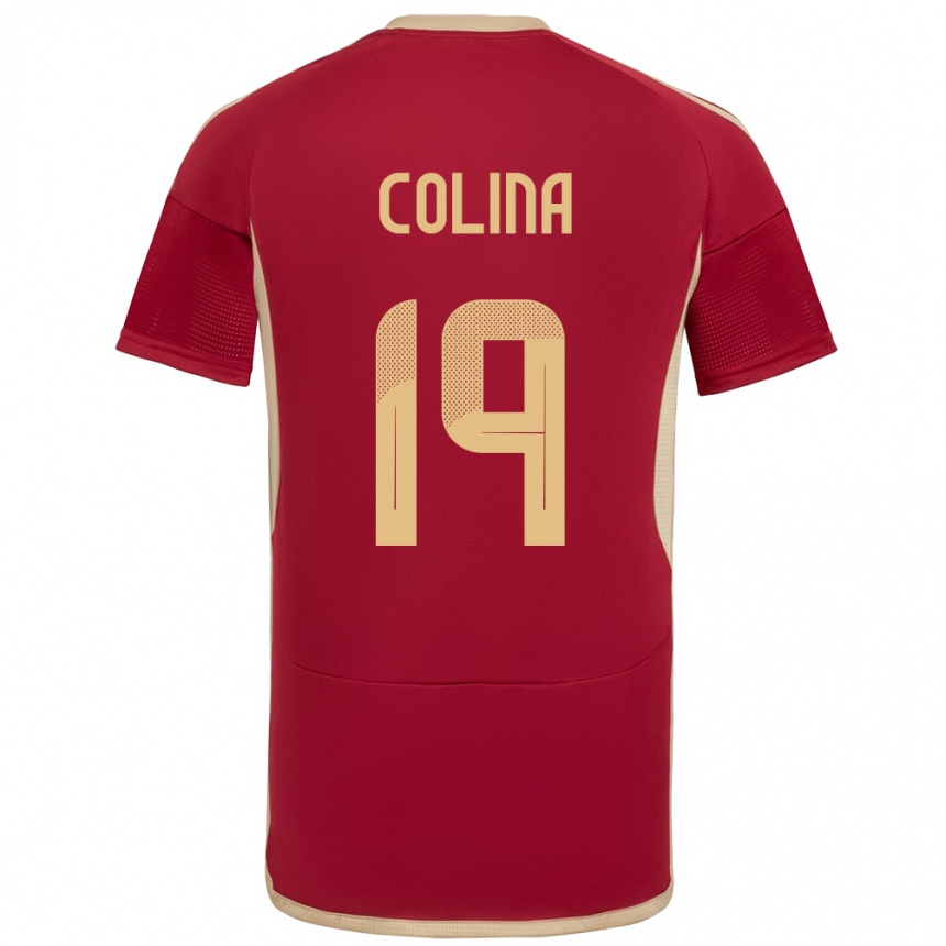 Hombre Fútbol Camiseta Venezuela Junior Colina #19 Borgoña 1ª Equipación 24-26