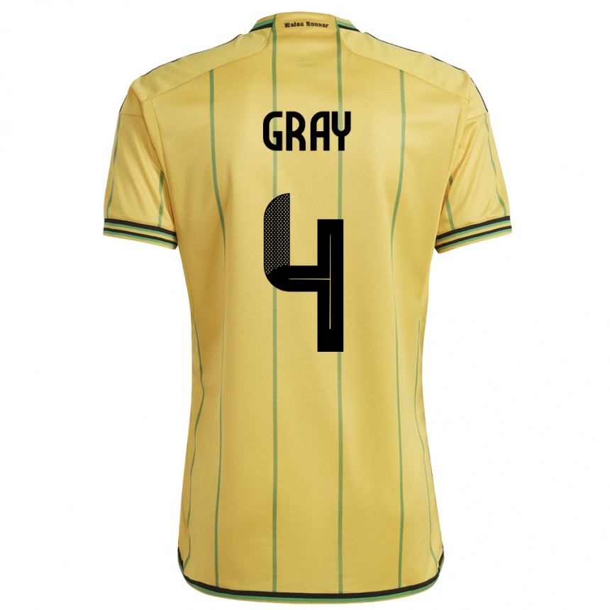 Hombre Fútbol Camiseta Jamaica Tayvon Gray #4 Amarillo 1ª Equipación 24-26