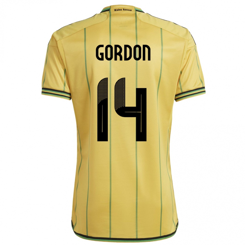 Hombre Fútbol Camiseta Jamaica Ashton Gordon #14 Amarillo 1ª Equipación 24-26