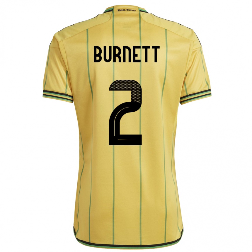 Hombre Fútbol Camiseta Jamaica Theanna Burnett #2 Amarillo 1ª Equipación 24-26