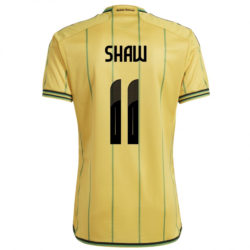 Hombre Fútbol Camiseta Jamaica Khadija Shaw #11 Amarillo 1ª Equipación 24-26