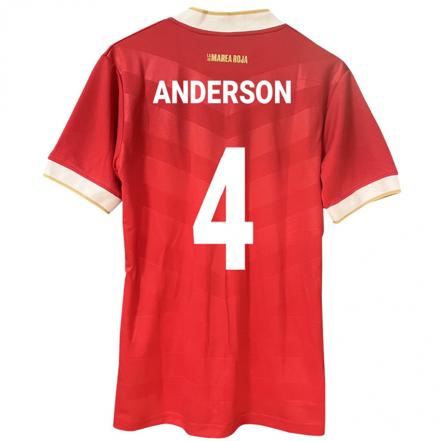 Hombre Fútbol Camiseta Panamá Eduardo Anderson #4 Rojo 1ª Equipación 24-26