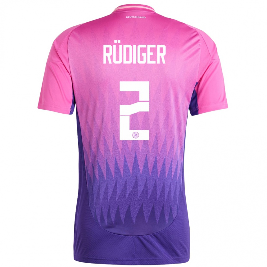 Hombre Fútbol Camiseta Alemania Antonio Rudiger #2 Rosado Morado 2ª Equipación 24-26