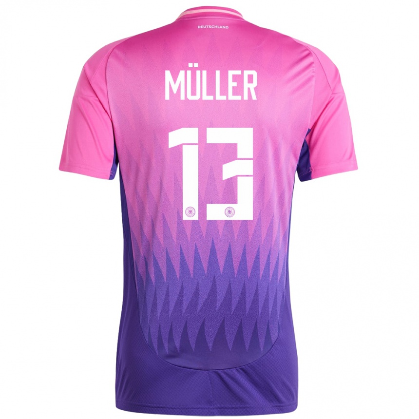 Hombre Fútbol Camiseta Alemania Thomas Muller #13 Rosado Morado 2ª Equipación 24-26