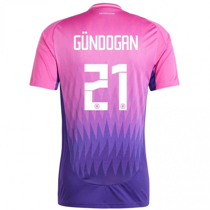 Hombre Fútbol Camiseta Alemania Ilkay Gundogan #21 Rosado Morado 2ª Equipación 24-26