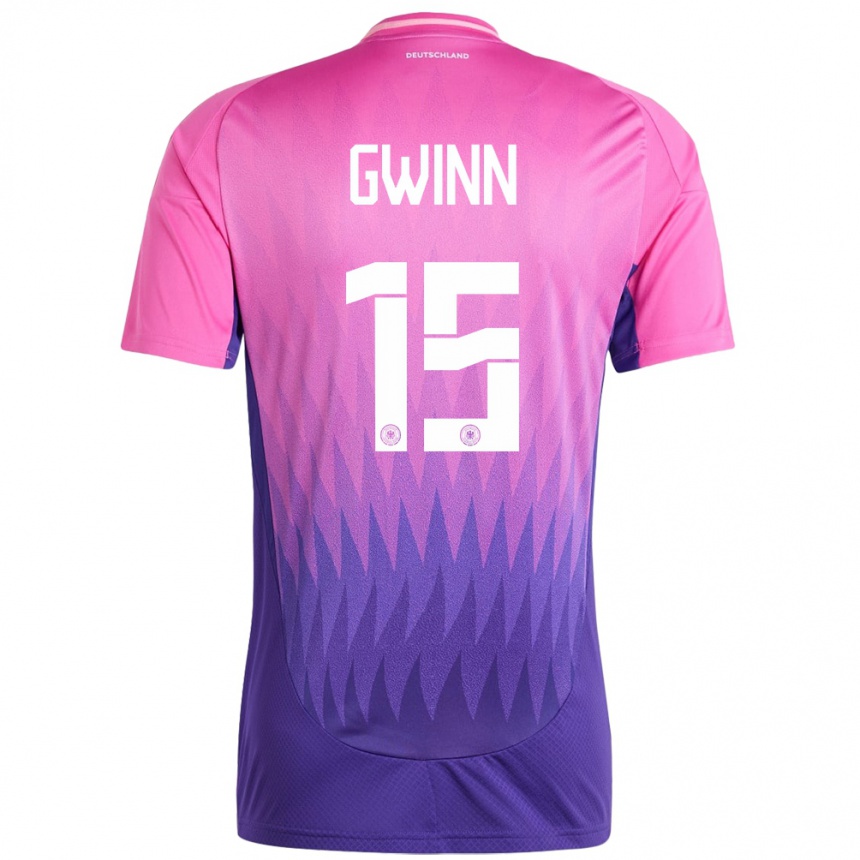 Hombre Fútbol Camiseta Alemania Giulia Gwinn #15 Rosado Morado 2ª Equipación 24-26