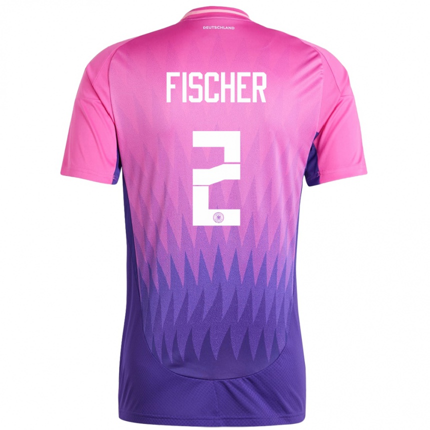 Hombre Fútbol Camiseta Alemania Kilian Fischer #2 Rosado Morado 2ª Equipación 24-26