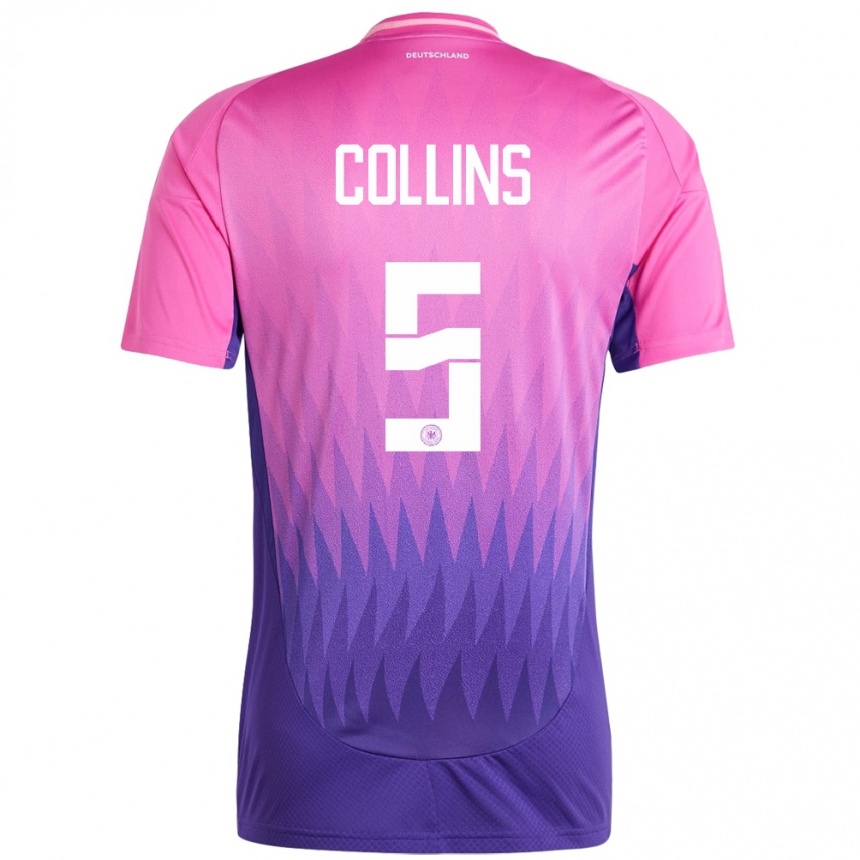 Hombre Fútbol Camiseta Alemania Nnamdi Collins #5 Rosado Morado 2ª Equipación 24-26