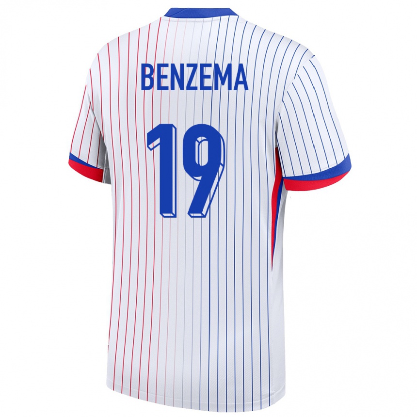 Hombre Fútbol Camiseta Francia Karim Benzema #19 Blanco 2ª Equipación 24-26