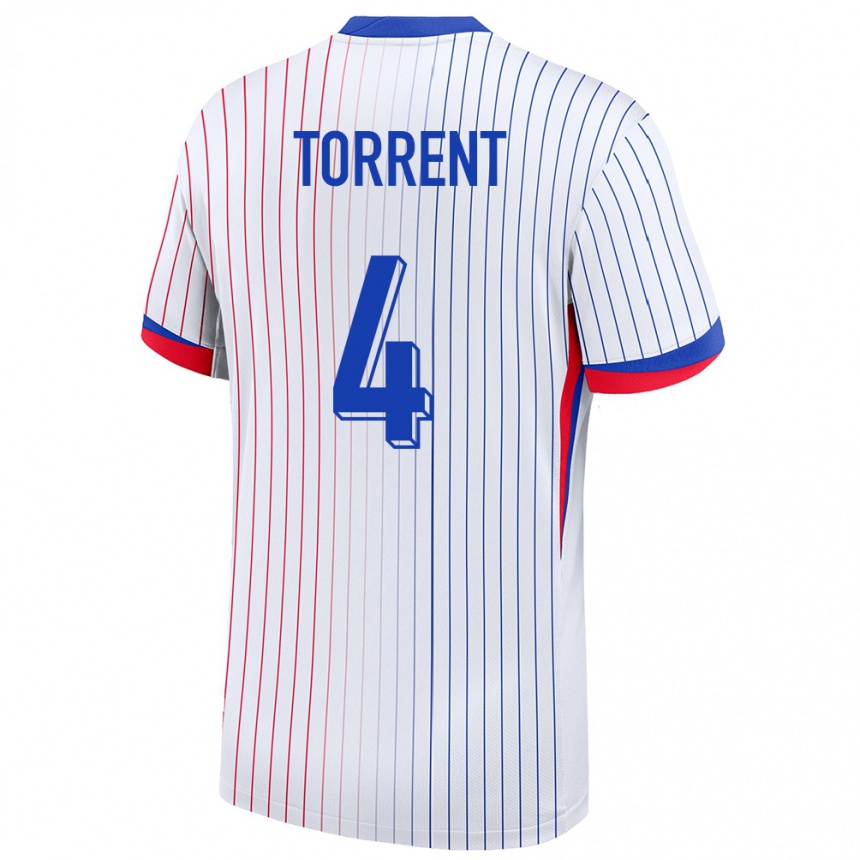 Hombre Fútbol Camiseta Francia Marion Torrent #4 Blanco 2ª Equipación 24-26