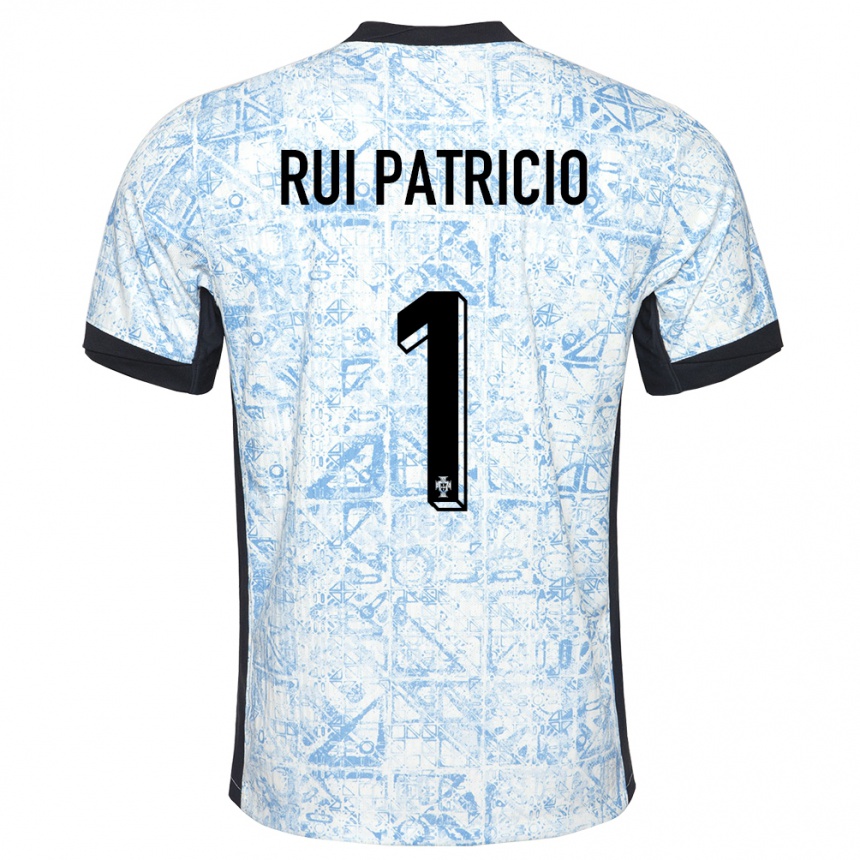 Hombre Fútbol Camiseta Portugal Rui Patricio #1 Crema Azul 2ª Equipación 24-26