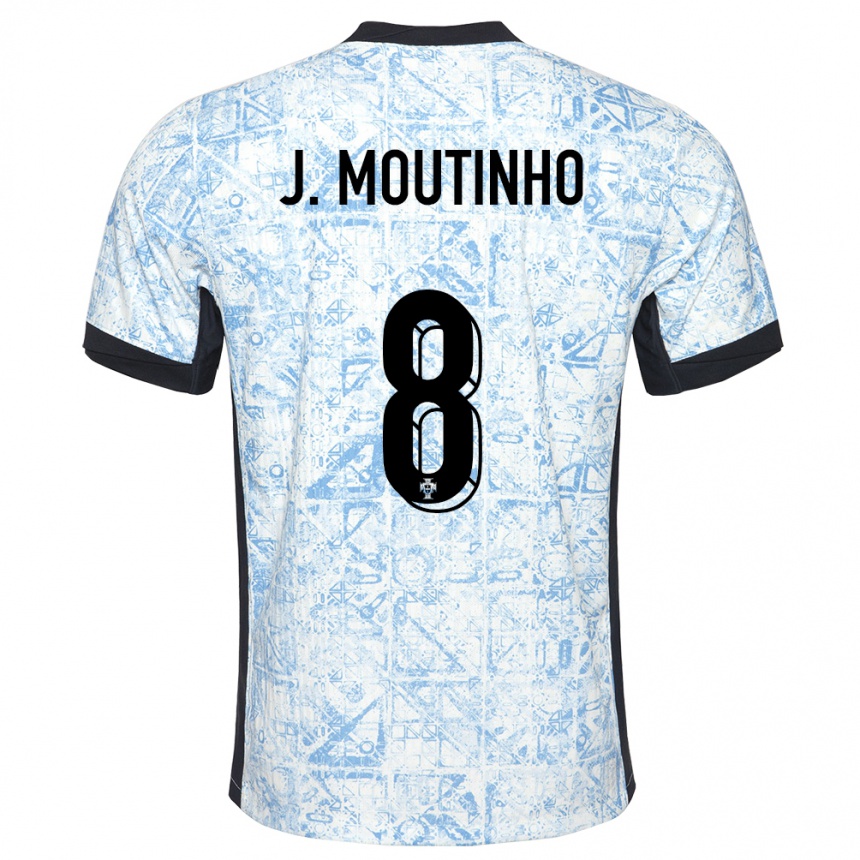 Hombre Fútbol Camiseta Portugal Joao Moutinho #8 Crema Azul 2ª Equipación 24-26