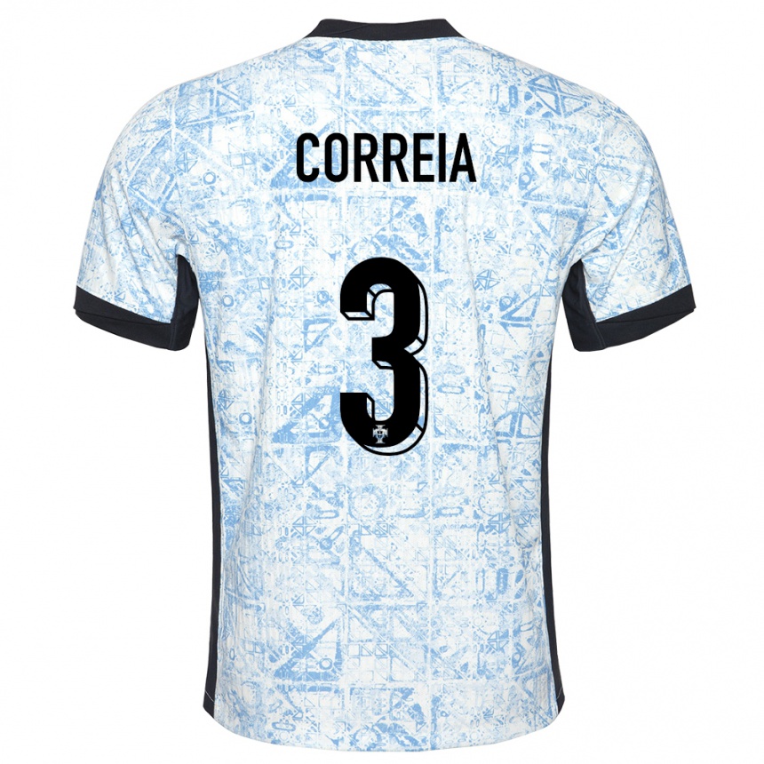 Hombre Fútbol Camiseta Portugal Alicia Correia #3 Crema Azul 2ª Equipación 24-26