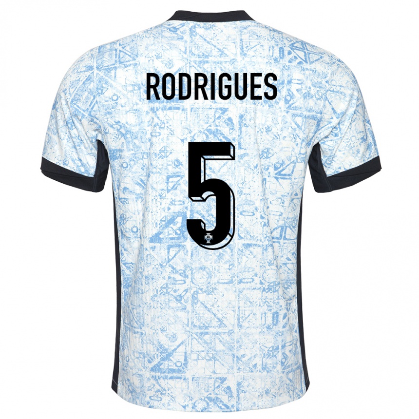 Hombre Fútbol Camiseta Portugal Rafael Rodrigues #5 Crema Azul 2ª Equipación 24-26