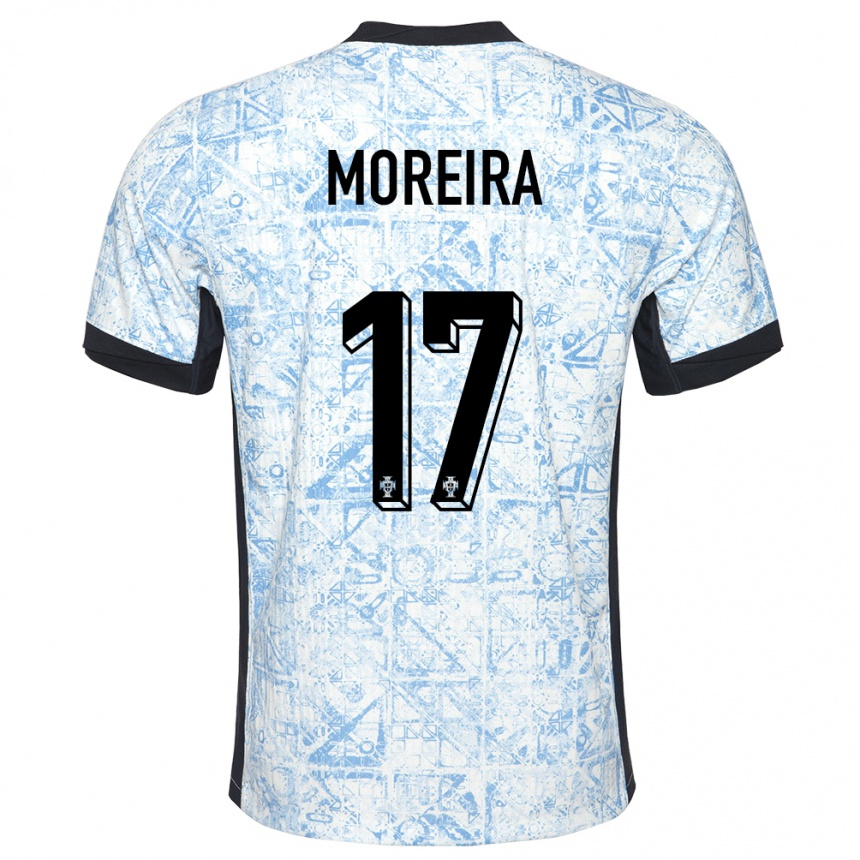 Hombre Fútbol Camiseta Portugal Afonso Moreira #17 Crema Azul 2ª Equipación 24-26