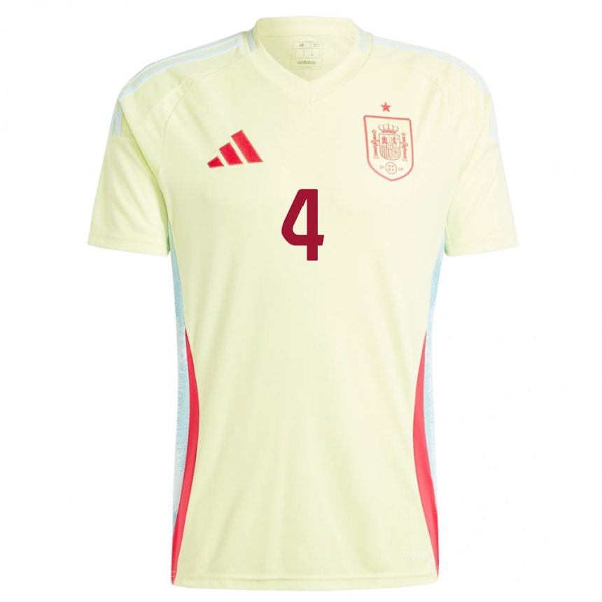 Hombre Fútbol Camiseta España Irene Paredes #4 Amarillo 2ª Equipación 24-26