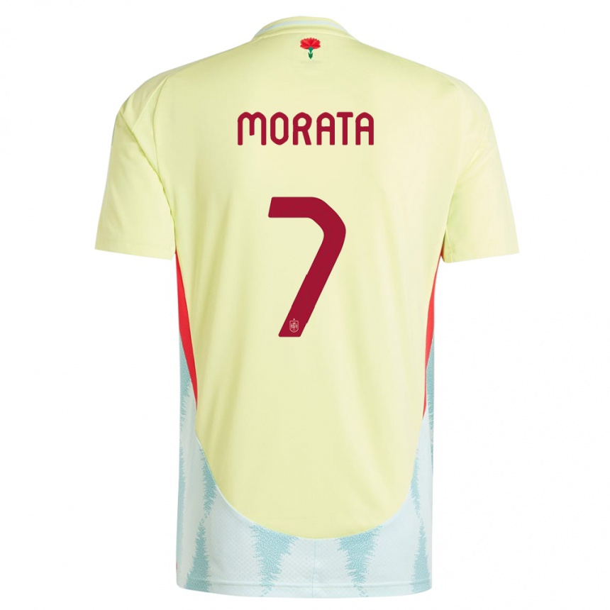 Hombre Fútbol Camiseta España Alvaro Morata #7 Amarillo 2ª Equipación 24-26