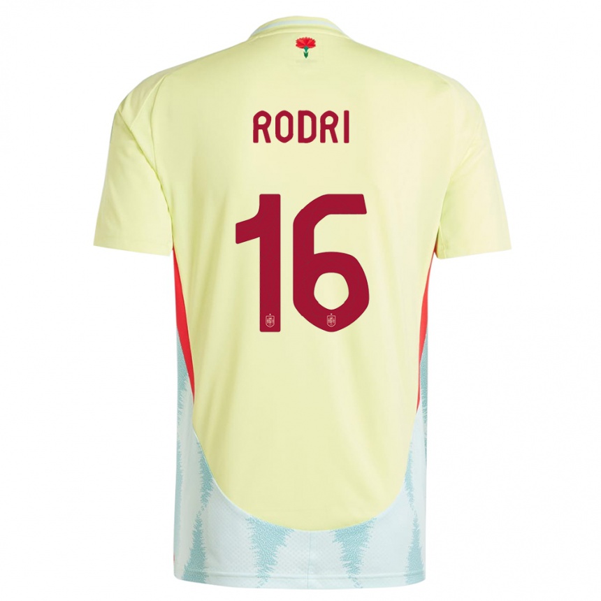 Hombre Fútbol Camiseta España Rodri #16 Amarillo 2ª Equipación 24-26