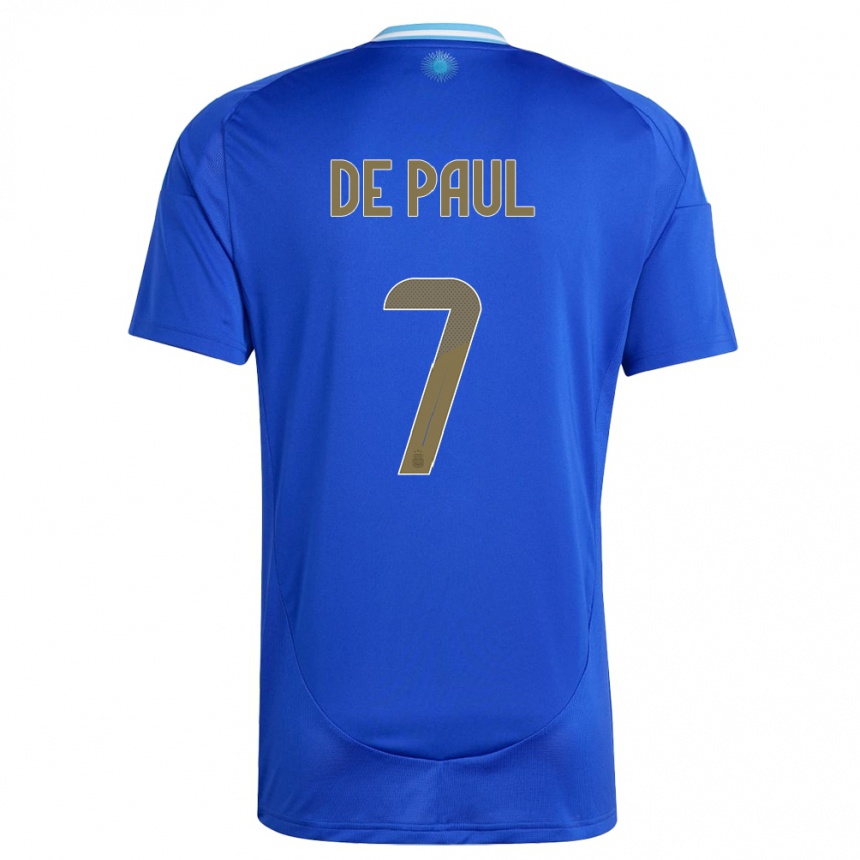 Hombre Fútbol Camiseta Argentina Rodrigo De Paul #7 Azul 2ª Equipación 24-26