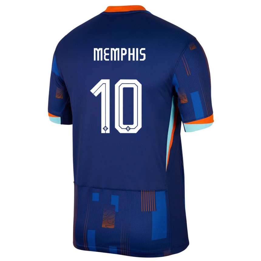 Hombre Fútbol Camiseta Países Bajos Memphis Depay #10 Azul 2ª Equipación 24-26