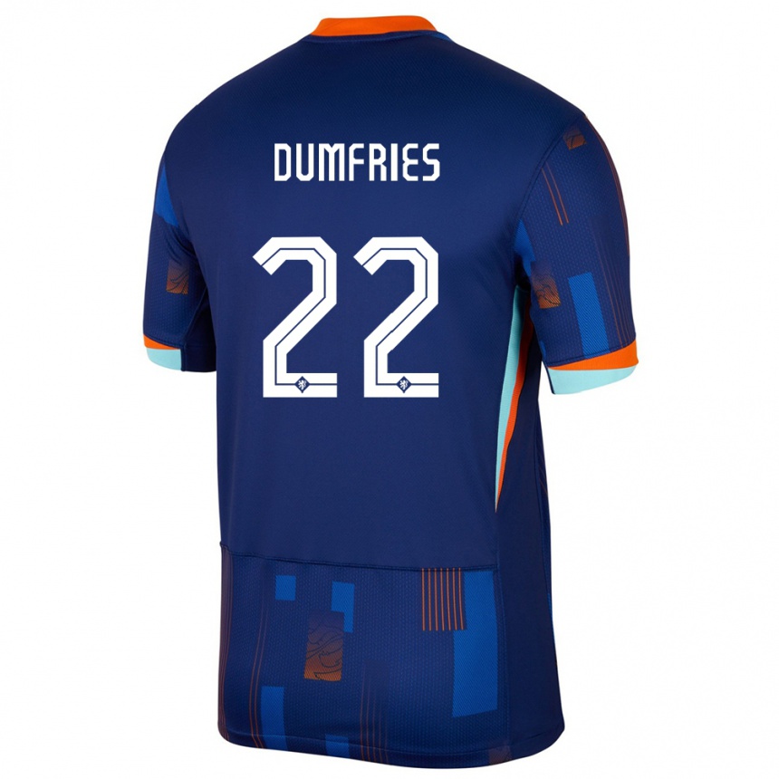 Hombre Fútbol Camiseta Países Bajos Denzel Dumfries #22 Azul 2ª Equipación 24-26