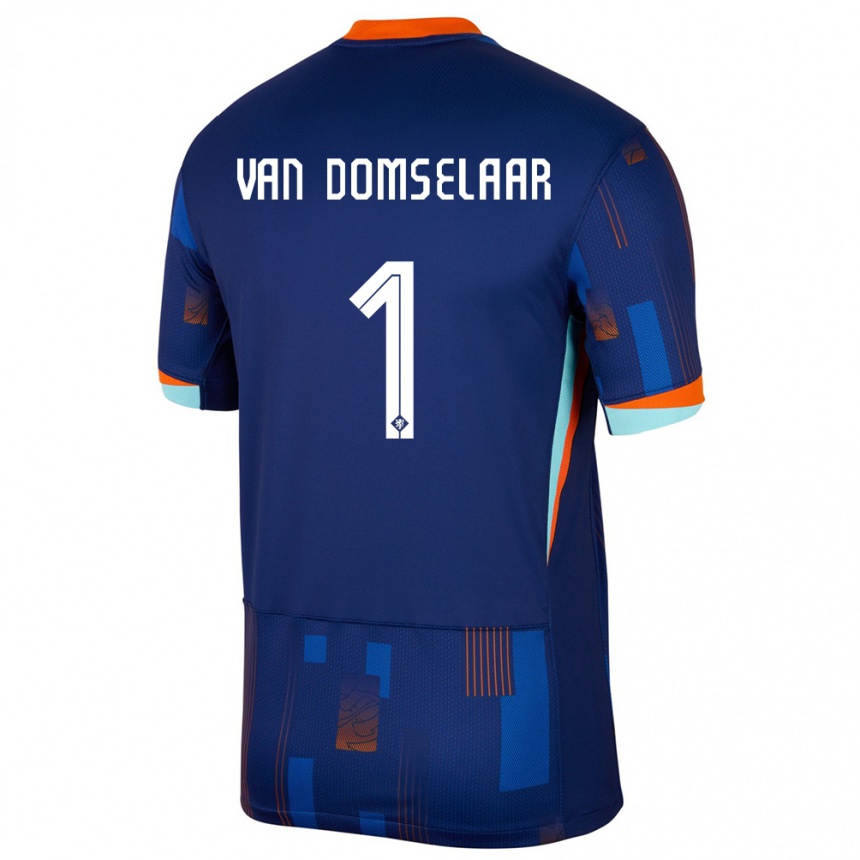 Hombre Fútbol Camiseta Países Bajos Daphne Van Domselaar #1 Azul 2ª Equipación 24-26