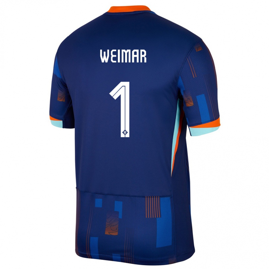 Hombre Fútbol Camiseta Países Bajos Jacintha Weimar #1 Azul 2ª Equipación 24-26