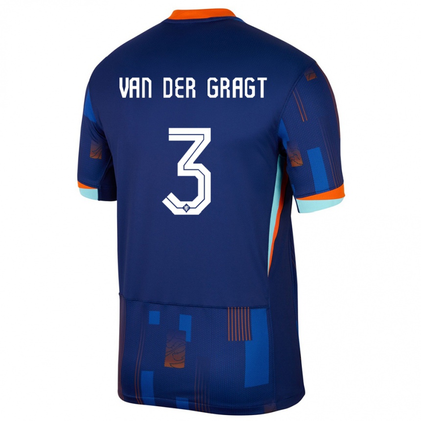 Hombre Fútbol Camiseta Países Bajos Stefanie Van Der Gragt #3 Azul 2ª Equipación 24-26