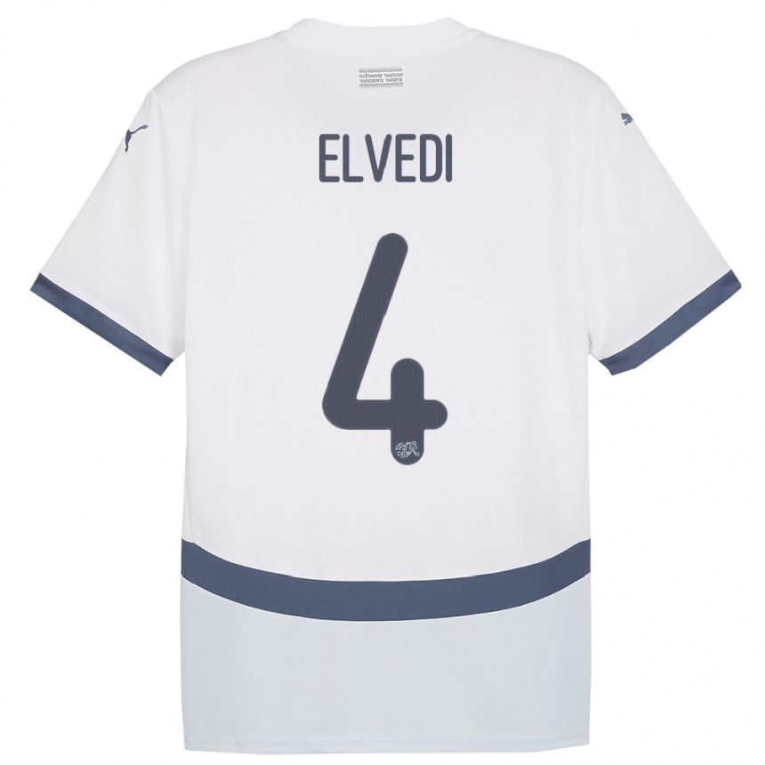 Hombre Fútbol Camiseta Suiza Nico Elvedi #4 Blanco 2ª Equipación 24-26