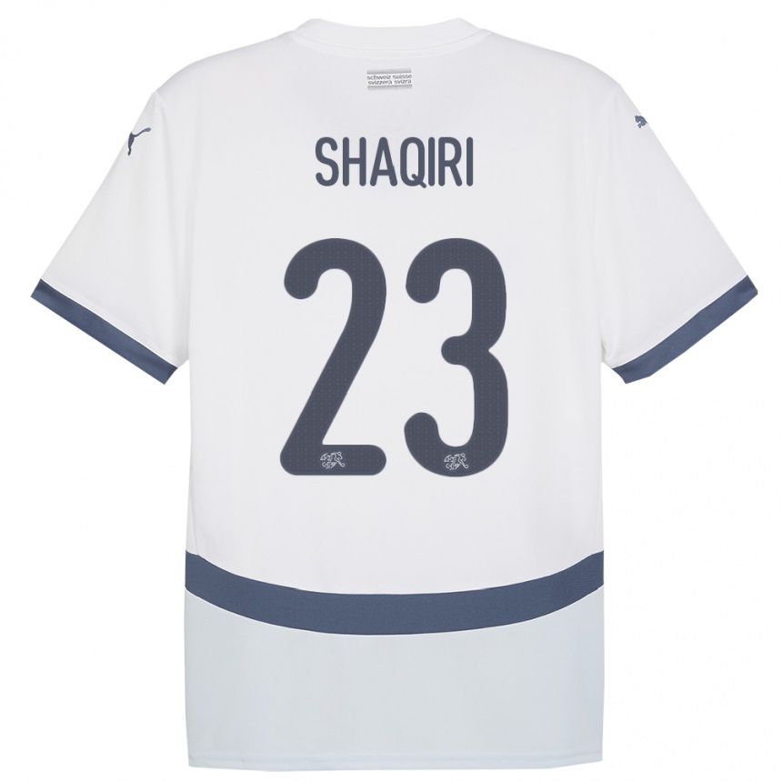 Hombre Fútbol Camiseta Suiza Xherdan Shaqiri #23 Blanco 2ª Equipación 24-26