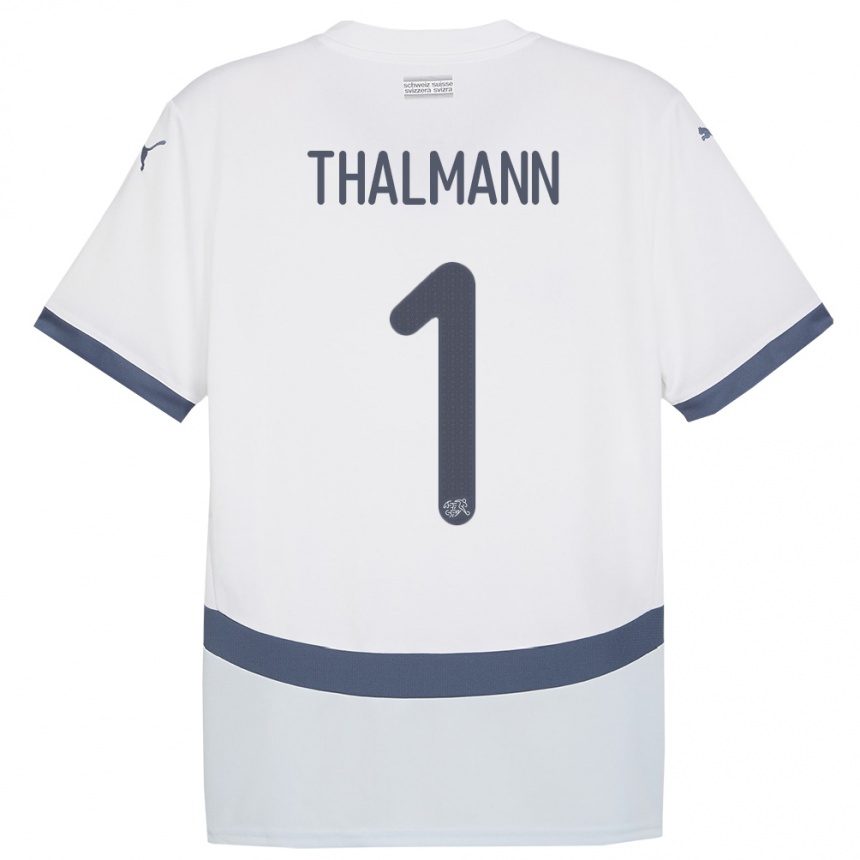 Hombre Fútbol Camiseta Suiza Gaelle Thalmann #1 Blanco 2ª Equipación 24-26