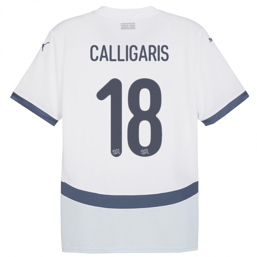 Hombre Fútbol Camiseta Suiza Viola Calligaris #18 Blanco 2ª Equipación 24-26