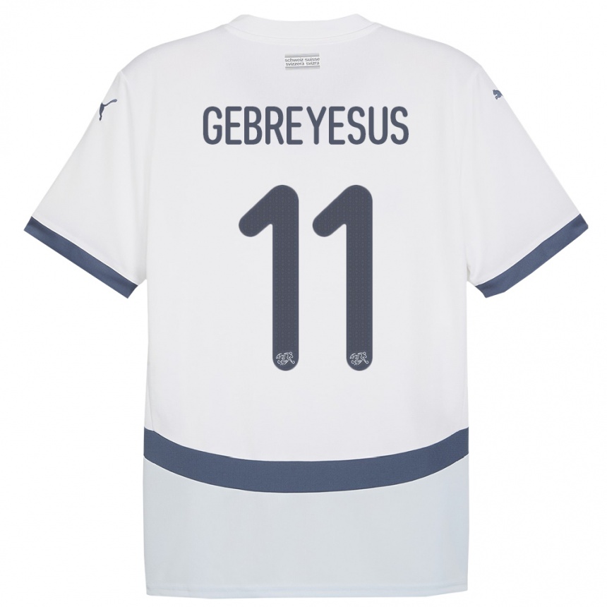 Hombre Fútbol Camiseta Suiza Esey Gebreyesus #11 Blanco 2ª Equipación 24-26