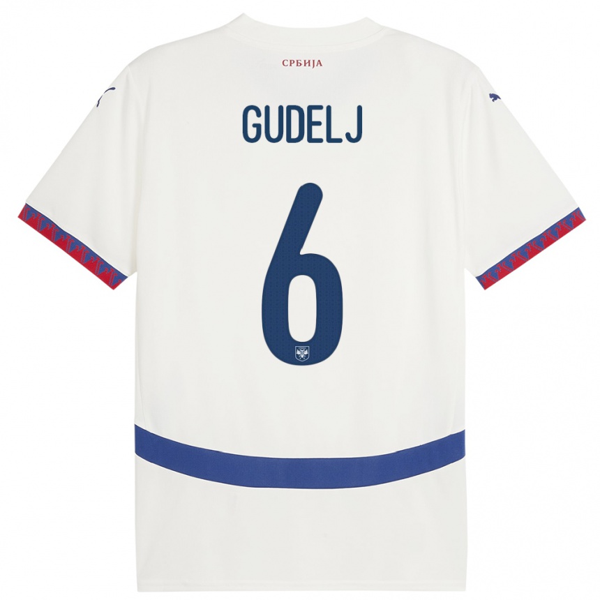 Hombre Fútbol Camiseta Serbia Nemanja Gudelj #6 Blanco 2ª Equipación 24-26