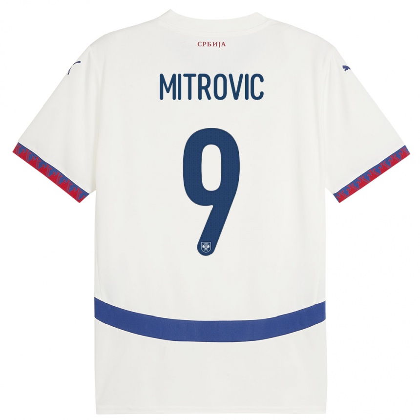 Hombre Fútbol Camiseta Serbia Aleksandar Mitrovic #9 Blanco 2ª Equipación 24-26