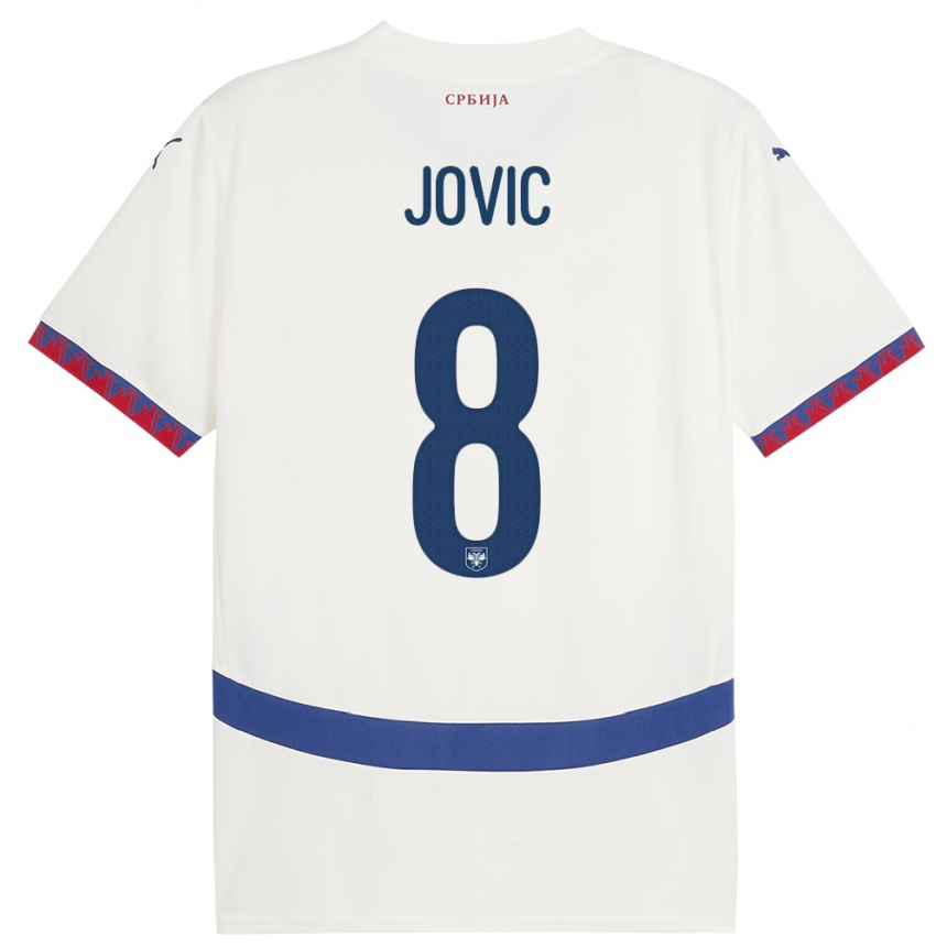 Hombre Fútbol Camiseta Serbia Luka Jovic #8 Blanco 2ª Equipación 24-26