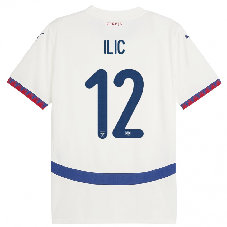 Hombre Fútbol Camiseta Serbia Marko Ilic #12 Blanco 2ª Equipación 24-26