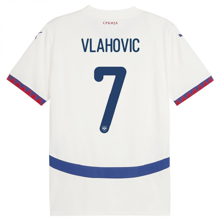 Hombre Fútbol Camiseta Serbia Dusan Vlahovic #7 Blanco 2ª Equipación 24-26