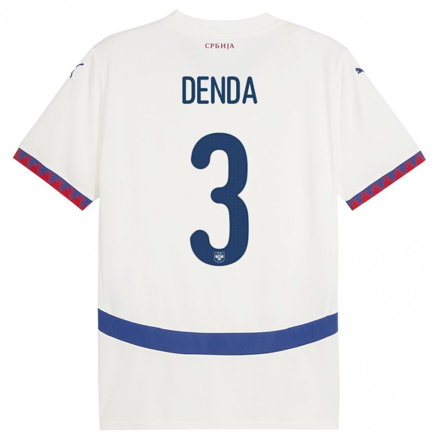 Hombre Fútbol Camiseta Serbia Milica Denda #3 Blanco 2ª Equipación 24-26