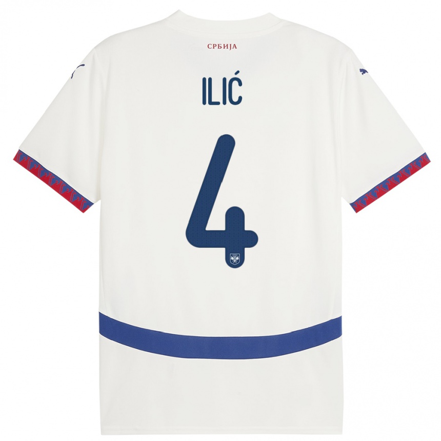 Hombre Fútbol Camiseta Serbia Marija Ilic #4 Blanco 2ª Equipación 24-26