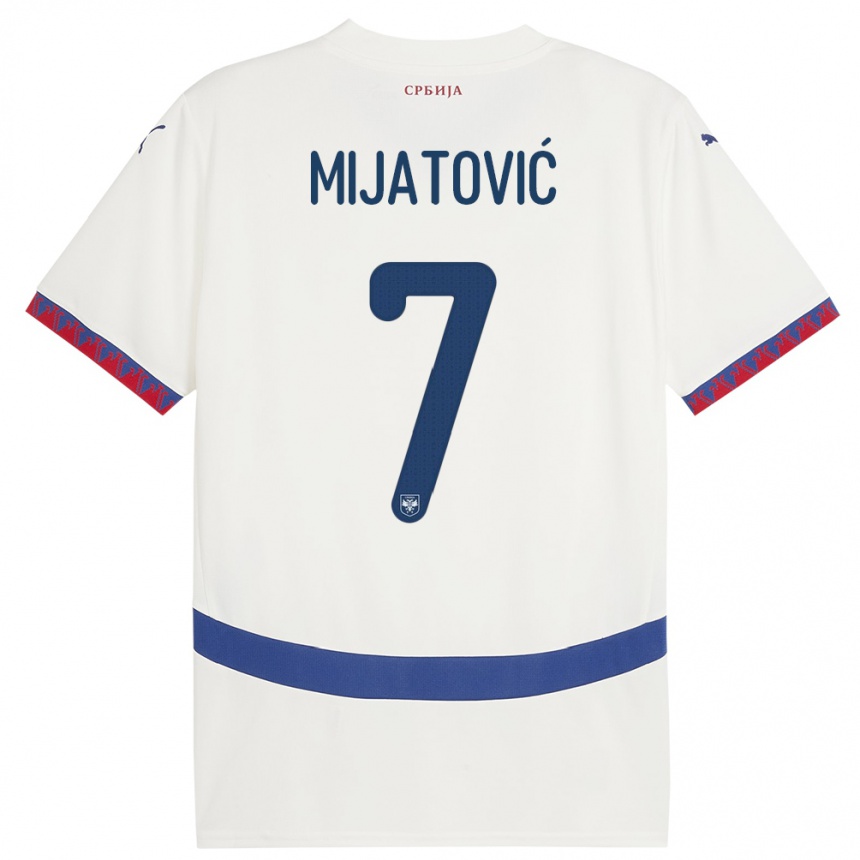 Hombre Fútbol Camiseta Serbia Milica Mijatovic #7 Blanco 2ª Equipación 24-26