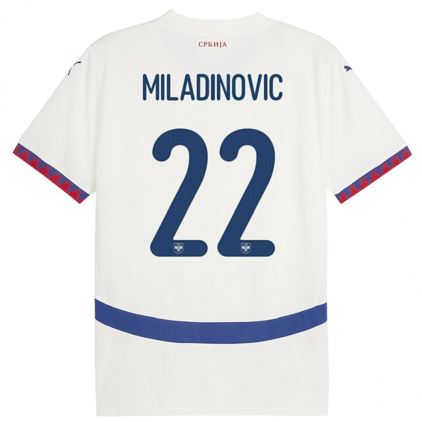 Hombre Fútbol Camiseta Serbia Igor Miladinovic #22 Blanco 2ª Equipación 24-26